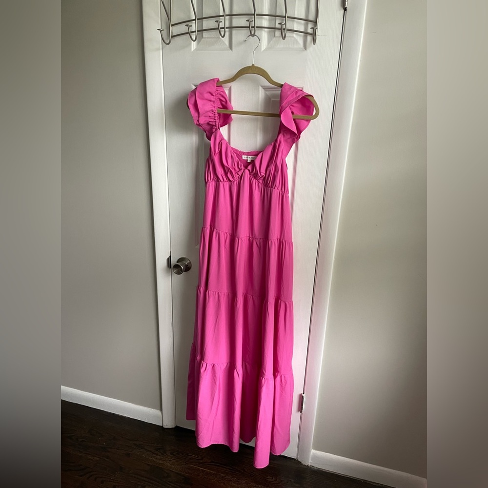 Free the Roses Barbie pink maxi dress
